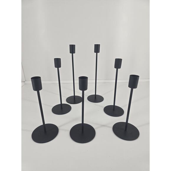 Modern Black Metal Candle Holder Set of 7 – Minimalist Taper Holders 7–10" - Picture 1 of 6